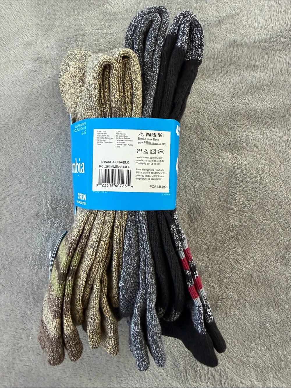 (4 Pairs) Columbia Men’s Crew Socks – Brown Multi-Color